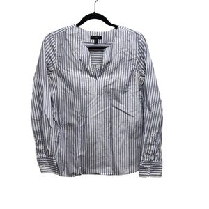 J. Crew Blue Striped Pullover Long Sleeve Cotton Shirt